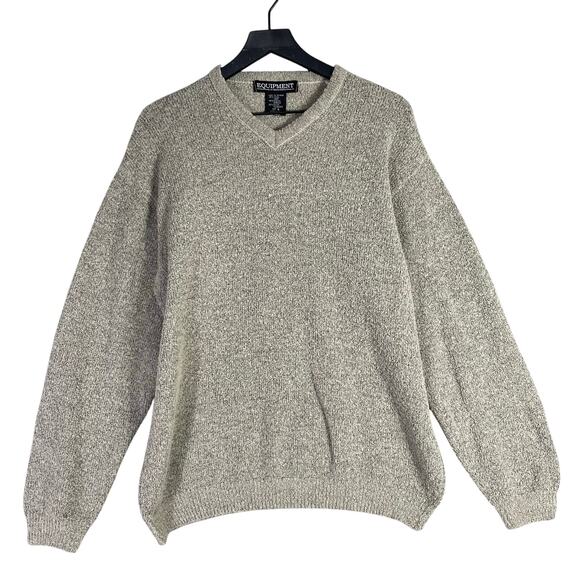 Vintage Equipment Wool Blend Sweater Gray Italy V Neck Pullover Men’s L - Picture 1 of 6